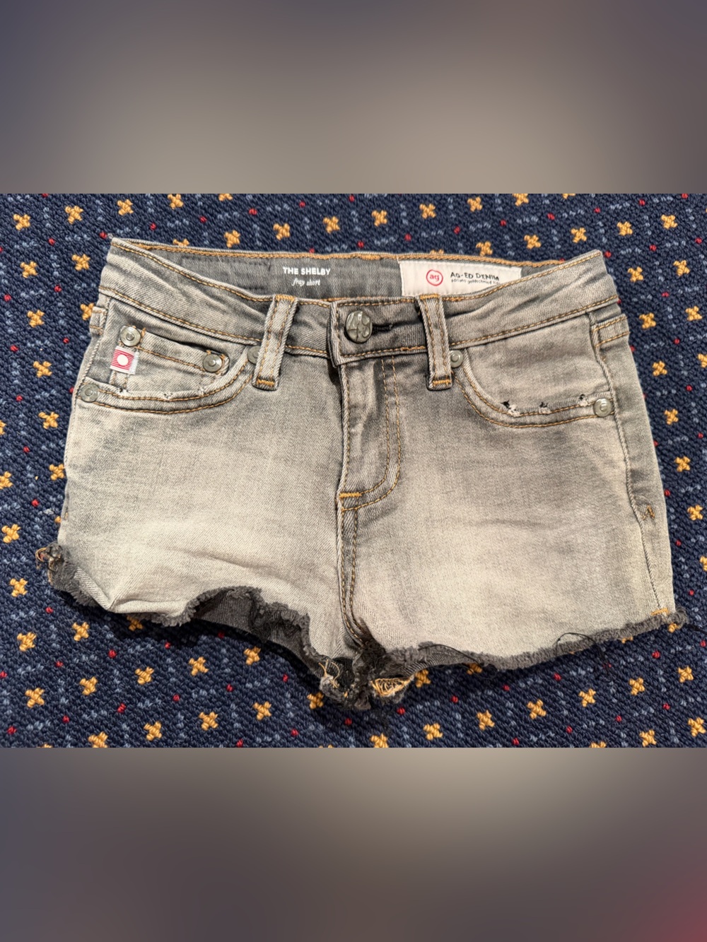 Ag Adriano Goldschmied Kids Light Gray Distressed Denim Shorts